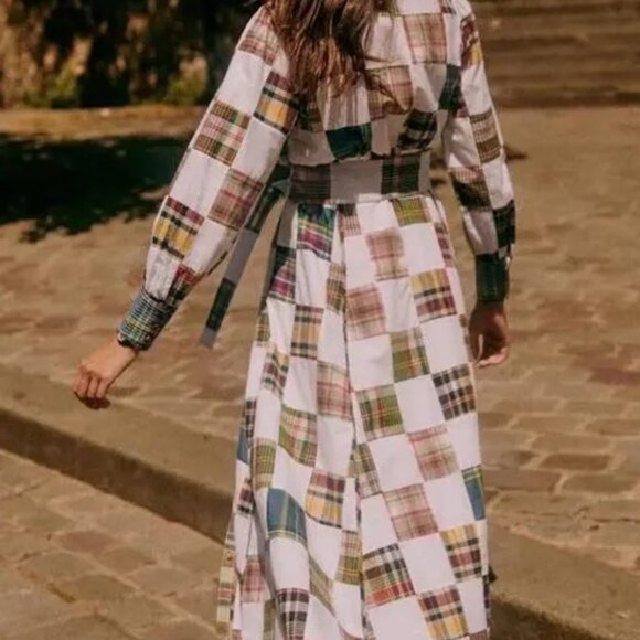 🩷 Sézane Robe Loisa Patchwork Button Up Belted Maxi Dress 🩷 - Picture 2 of 9